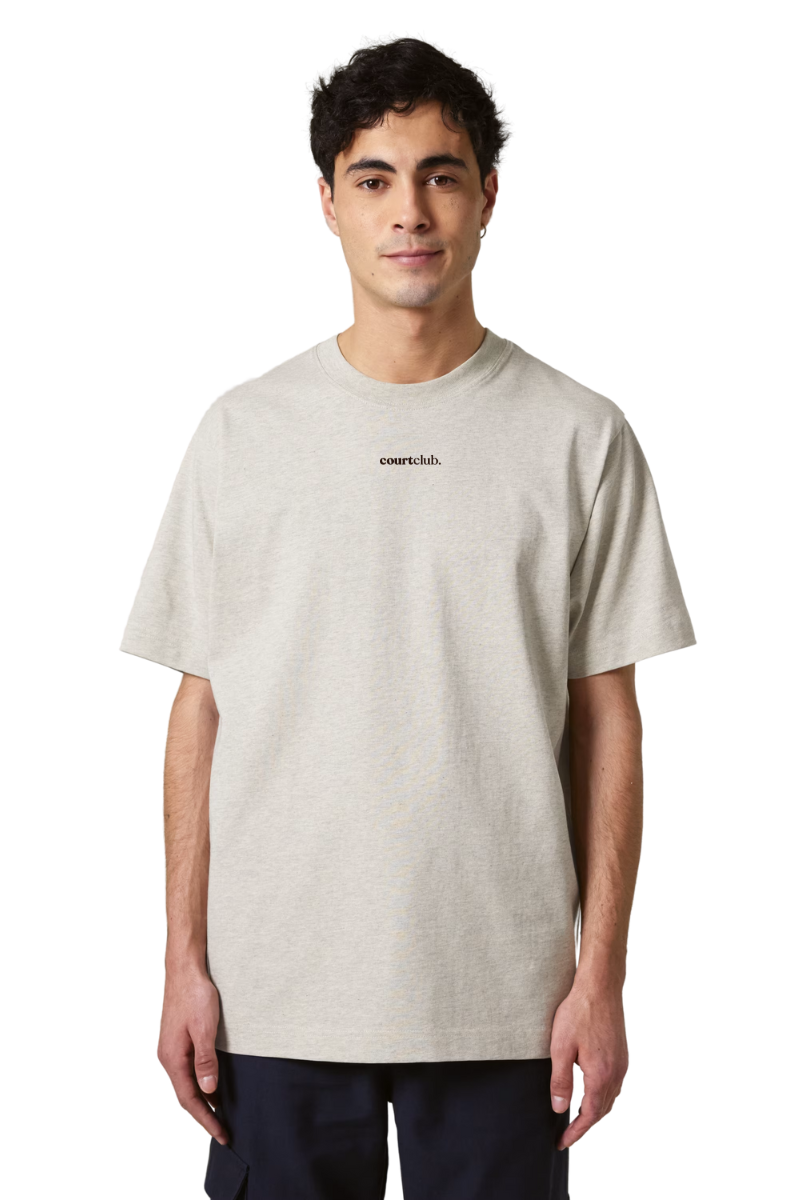 ESSENTIAL BOXFIT LOGO TEE - CEMENT / CHOCOLATE BROWN