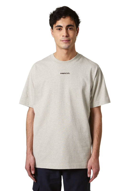 ESSENTIAL BOXFIT LOGO TEE - CEMENT / CHOCOLATE BROWN