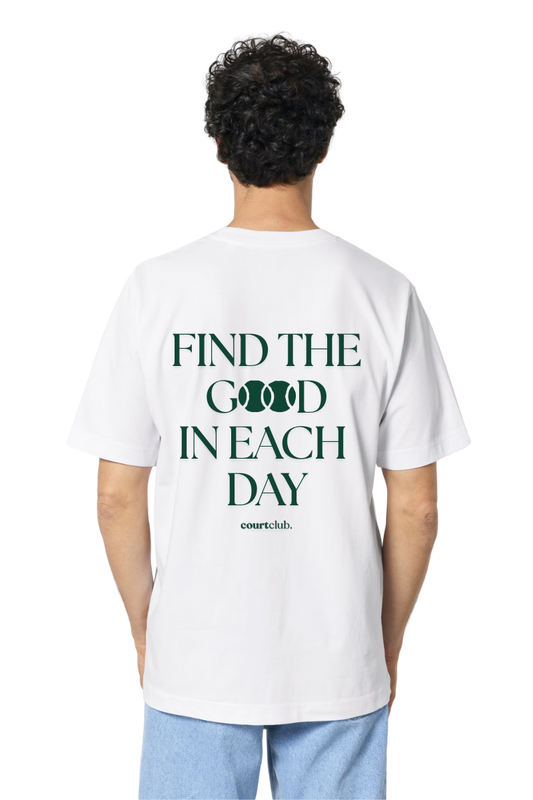 GOOD DAY TEE - WHITE / BILLIARD GREEN