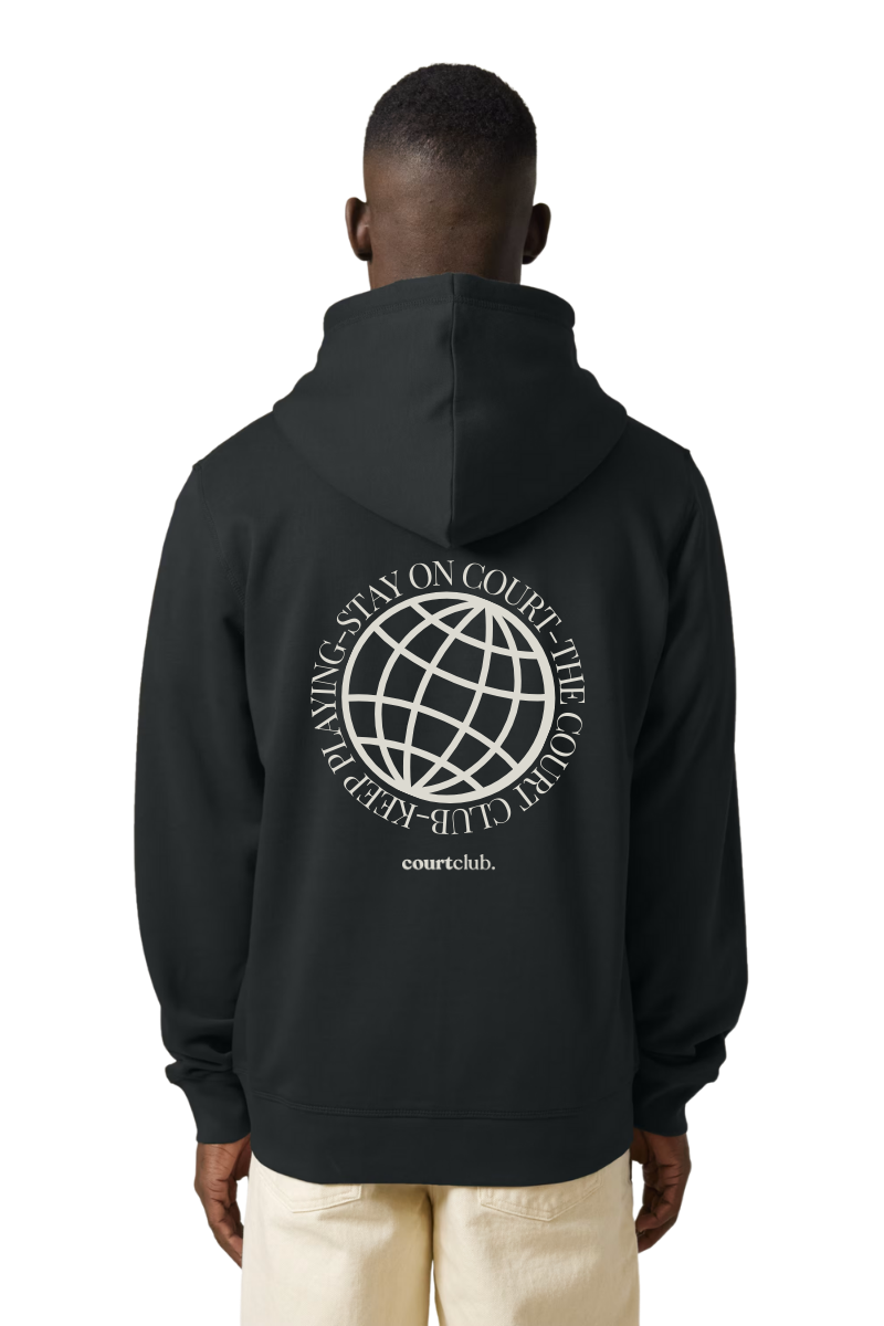 STAY ON COURT ZIP HOODIE - BLACK / IVORY WHITE