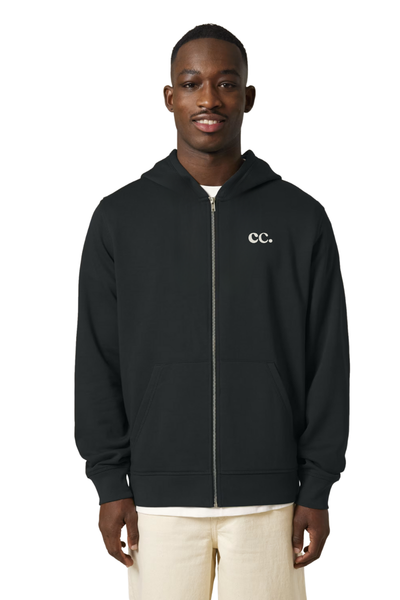 STAY ON COURT ZIP HOODIE - BLACK / IVORY WHITE