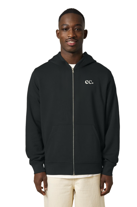 STAY ON COURT ZIP HOODIE - BLACK / IVORY WHITE